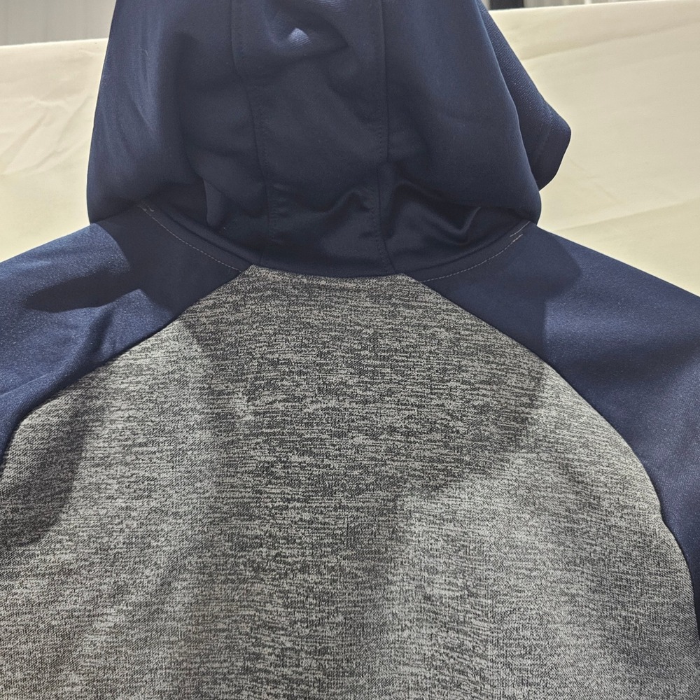 Adidas Boys Size 14/16 Gray Navy Blue Orange Logo Pullover Hoodie Athleticwear - Picture 7 of 7